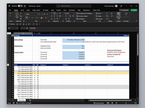 Academic Planner Template Academic Planner Template